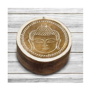 CAJA madera redonda Buda